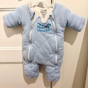 Magic Merlin Sleepsuit, Size Small (3-6 months) blue